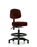 Vinyl Stool with Back - Medium Bench Height with Seat Tilt, Black Foot Ring, & Stationary Glides in Burgundy Trailblazer Vinyl VMBST-RG-T1-BF-RG-8569