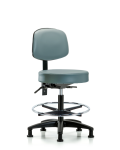 Vinyl Stool with Back - Medium Bench Height with Seat Tilt, Chrome Foot Ring, & Stationary Glides in Storm Supernova Vinyl VMBST-RG-T1-CF-RG-8822