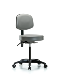 Vinyl Stool with Back - Medium Bench Height with Seat Tilt & Casters in Sterling Supernova Vinyl VMBST-RG-T1-NF-RC-8840