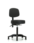 Vinyl Stool with Back - Medium Bench Height with Seat Tilt & Stationary Glides in Black Trailblazer Vinyl VMBST-RG-T1-NF-RG-8540