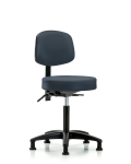 Vinyl Stool with Back - Medium Bench Height with Seat Tilt & Stationary Glides in Imperial Blue Trailblazer Vinyl VMBST-RG-T1-NF-RG-8582