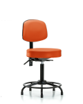 Vinyl Stool with Back - Medium Bench Height with Round Tube Base & Stationary Glides in Orange Kist Trailblazer Vinyl VMBST-RT-T0-RG-8613