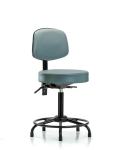Vinyl Stool with Back - Medium Bench Height with Round Tube Base & Stationary Glides in Storm Supernova Vinyl VMBST-RT-T0-RG-8822