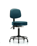 Vinyl Stool with Back - Medium Bench Height with Round Tube Base, Seat Tilt, & Stationary Glides in Marine Blue Supernova Vinyl VMBST-RT-T1-RG-8801