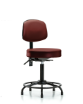 Vinyl Stool with Back - Medium Bench Height with Round Tube Base, Seat Tilt, & Stationary Glides in Taupe Supernova Vinyl VMBST-RT-T1-RG-8815