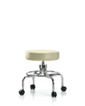 Vinyl Screw-Lift Stool - Medium Bench Height with Casters in Adobe White Trailblazer Vinyl VSLMD-CR-RC-8501