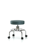 Vinyl Screw-Lift Stool - Medium Bench Height with Casters in Colonial Blue Trailblazer Vinyl VSLMD-CR-RC-8546