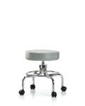 Vinyl Screw-Lift Stool - Medium Bench Height with Casters in Dove Trailblazer Vinyl VSLMD-CR-RC-8567