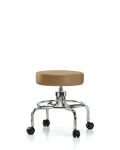 Vinyl Screw-Lift Stool - Medium Bench Height with Casters in Taupe Trailblazer Vinyl VSLMD-CR-RC-8584