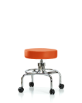 Vinyl Screw-Lift Stool - Medium Bench Height with Casters in Orange Kist Trailblazer Vinyl VSLMD-CR-RC-8613