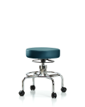 Vinyl Screw-Lift Stool - Medium Bench Height with Casters in Marine Blue Supernova Vinyl VSLMD-CR-RC-8801