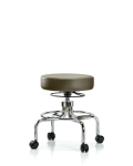 Vinyl Screw-Lift Stool - Medium Bench Height with Casters in Taupe Supernova Vinyl VSLMD-CR-RC-8809