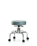 Vinyl Screw-Lift Stool - Medium Bench Height with Casters in Storm Supernova Vinyl VSLMD-CR-RC-8822