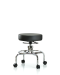 Vinyl Screw-Lift Stool - Medium Bench Height with Casters in Carbon Supernova Vinyl VSLMD-CR-RC-8823