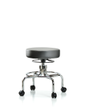 Vinyl Screw-Lift Stool - Medium Bench Height with Casters in Sterling Supernova Vinyl VSLMD-CR-RC-8840