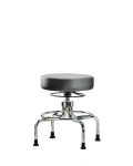 Vinyl Screw-Lift Stool - Medium Bench Height with Stationary Glides in Sterling Supernova Vinyl VSLMD-CR-RG-8840