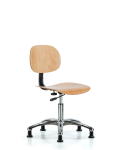 Wood Stool Chrome - Desk Height with Stationary Glides WDHSO-CR-RG