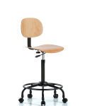 Wood Chair - High Bench Height with Round Tube Base & Casters WHBCH-RT-RC