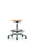 Wood Stool Chrome - High Bench Height with Chrome Foot Ring & Stationary Glides WHBSO-CR-CF-RG