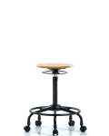 Wood Stool - High Bench Height with Round Tube Base & Casters WHBSO-RT-RC