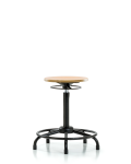 Wood Stool - High Bench Height with Round Tube Base & Stationary Glides WHBSO-RT-RG