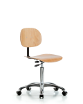 Wood Chair Chrome - Medium Bench Height with Casters WMBCH-CR-NF-CC