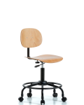 Wood Chair - Medium Bench Height with Round Tube Base & Casters WMBCH-RT-RC