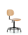 Wood Chair - Medium Bench Height with Round Tube Base & Stationary Glides WMBCH-RT-RG