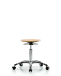 Wood Stool Chrome - Medium Bench Height with Casters WMBSO-CR-NF-CC