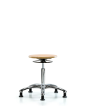 Wood Stool Chrome - Medium Bench Height with Stationary Glides WMBSO-CR-NF-RG