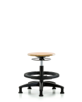 Wood Stool - Medium Bench Height with Black Foot Ring & Stationary Glides WMBSO-RG-BF-RG