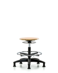 Wood Stool - Medium Bench Height with Chrome Foot Ring & Stationary Glides WMBSO-RG-CF-RG