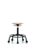 Wood Stool - Medium Bench Height with Round Tube Base & Casters WMBSO-RT-RC