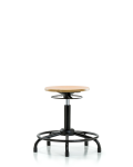 Wood Stool - Medium Bench Height with Round Tube Base & Stationary Glides WMBSO-RT-RG