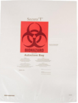 Clear 2 mil polypropylene 24x36 (inches) Autoclavable Biohazard Bags with a  temperature indicator patch printed next to Biohazard symbol ,100/case MLS-1112-2436